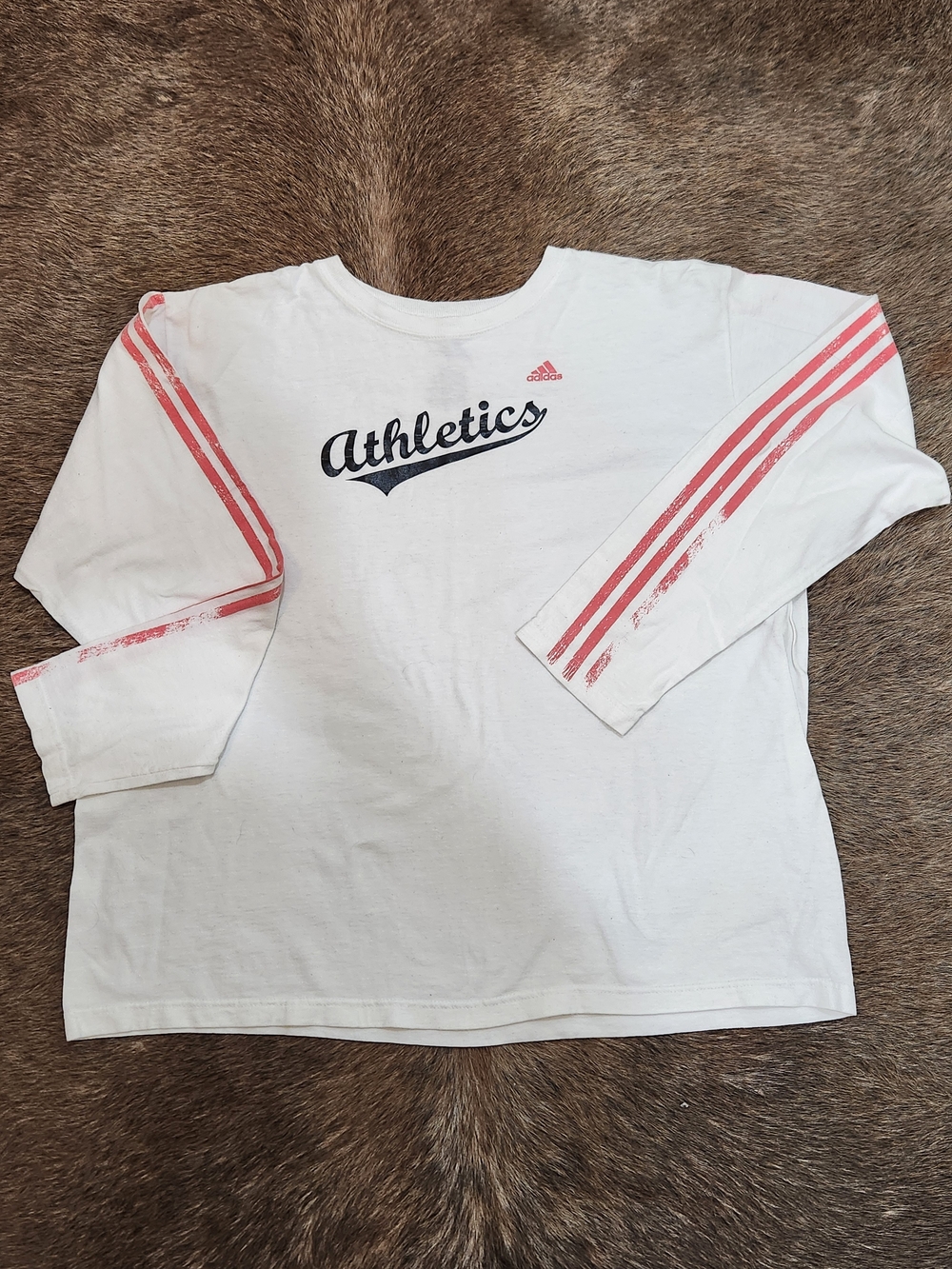 Adidas Kids' White 'Athletics' Long Sleeve Tee with Pink Stripes